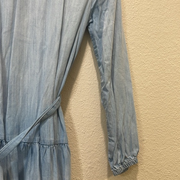 Cloth & Stone Gathered Tie Waist Ruffle Skirt Chambray Dress XS - Picture 5 of 11